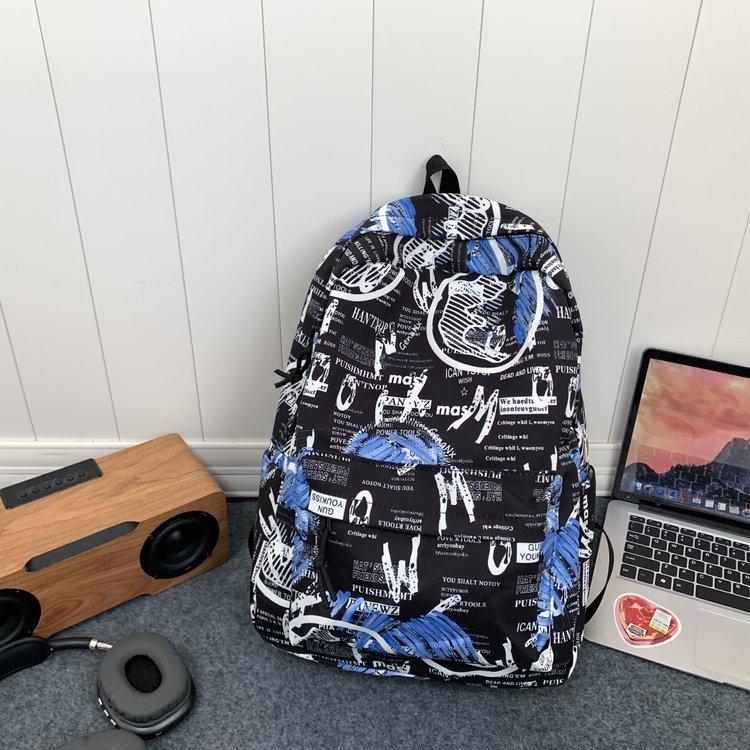 Schoolbag Korean Version Japanese Ins Fashion Trend Schoolbag Male Trendy Brand Couple Graffiti Print Junior High School Student Backpack