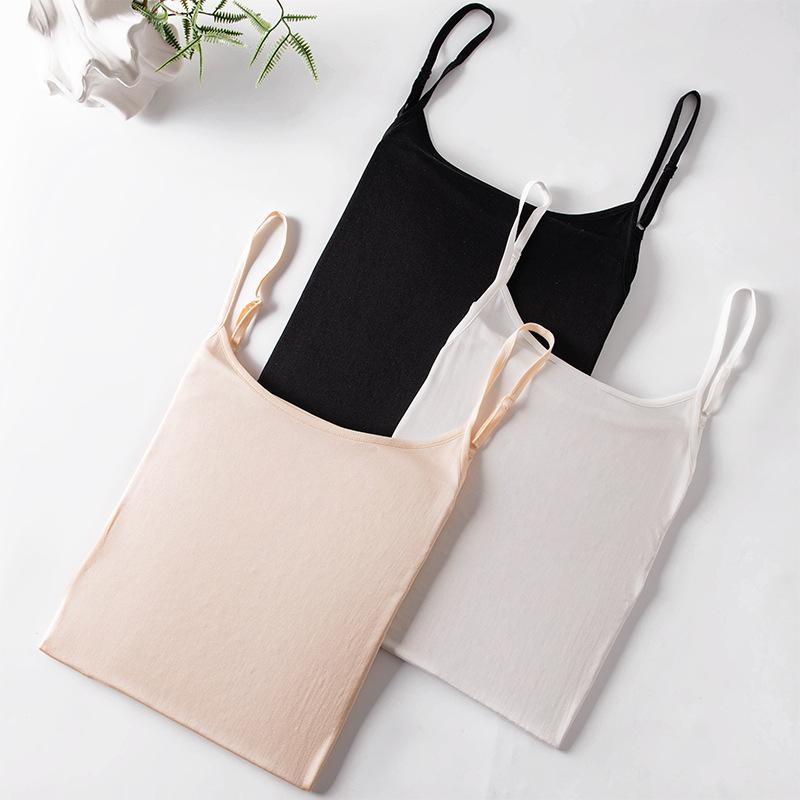 Silkworm silk vest summer outer wear inner mulberry silk knitted sleeveless slim fit versatile bottoming shirt top
