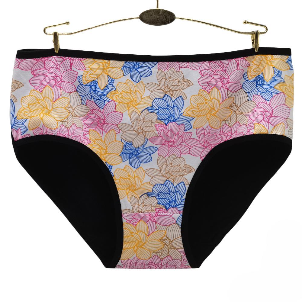 Unterwäsche für Damen und Herren, Baumwollhöschen, Slips mit hoher Taille, Blumenmuster, Dessous, Übergröße, 6er-Pack