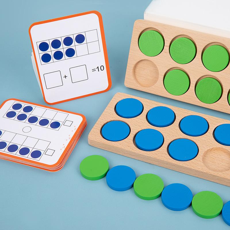 Montessori Zehn-Rahmen Mathe-Spielzeug Vorschulkinder Zahlensinn Logisches Denken Zählen Kinder Frühpädagogisches Lehrmittel Spiel