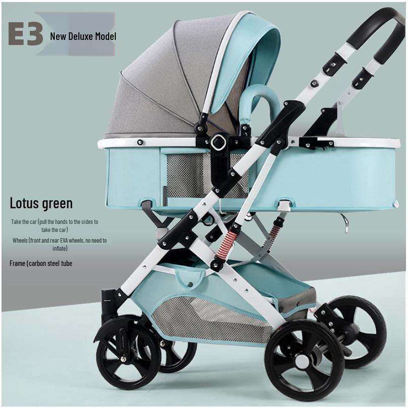 Foldable Multi-Functional High Landscape Baby Stroller: Sits and Lies Flat, Shock-Absorbing, Two-Way Design for Newborns
