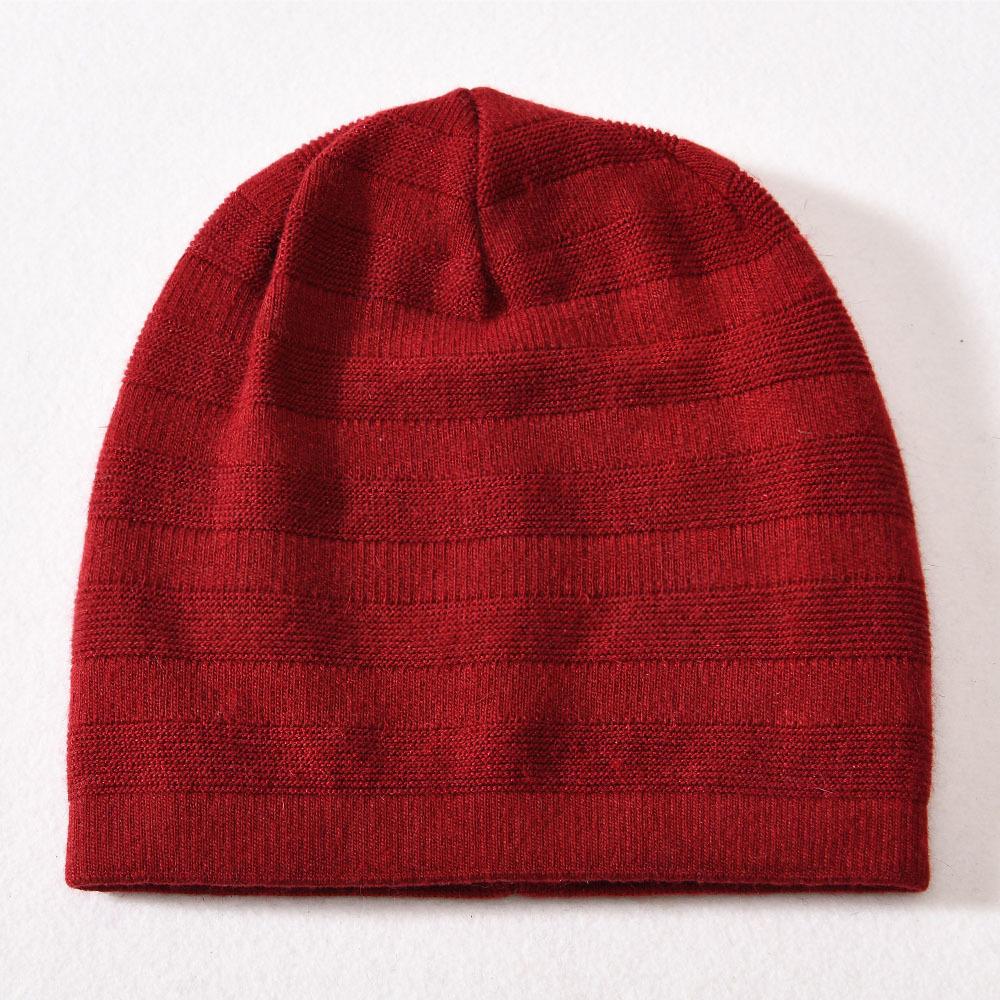 Solid color striped with bright silk stacking hat rabbit down cold hat warm wool hat knitted hat autumn and winter windproof ear protection hat