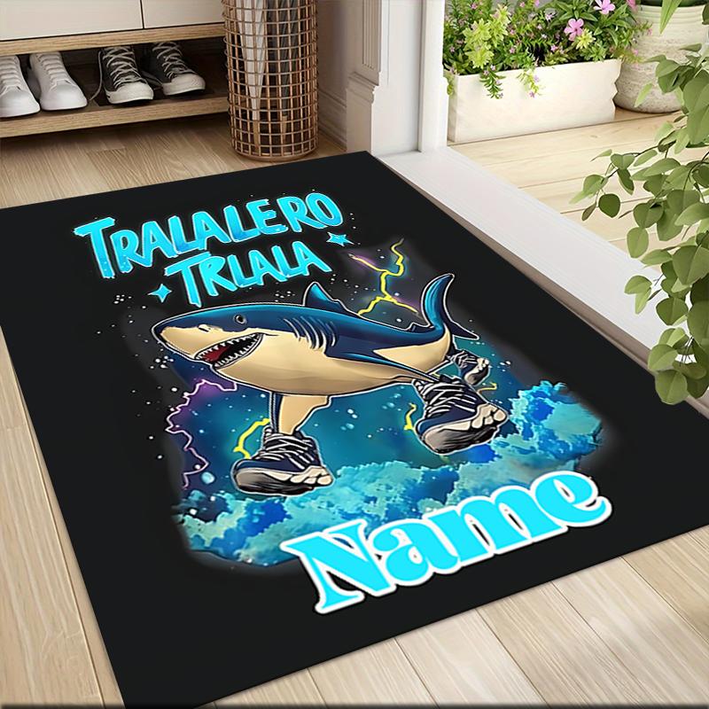 Custom Name "Shark Power: Tralalero Triala" Carpet Rug Customizable Soft Washable Anti-Slip Home Living Room Sofa Mats Personalized Rug. 090994