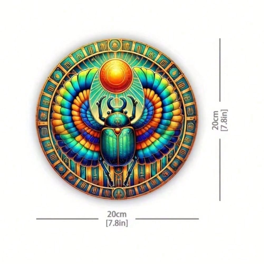 Stunning Ancient Egyptian Scarab Iron Wall Art 8x8 Inch Colorful Metal Home Decor