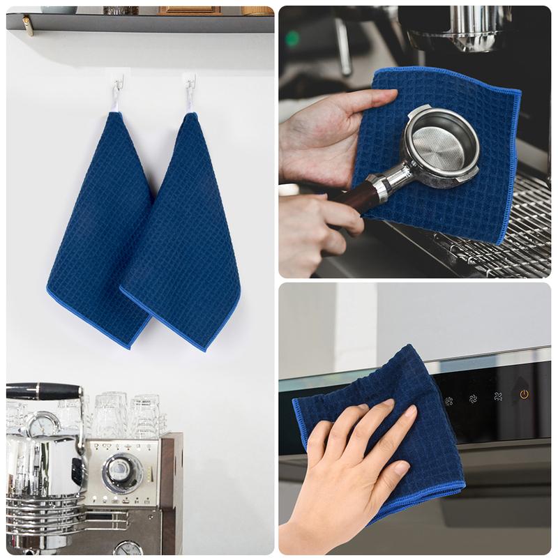 380gsm Thick Microfiber Waffle Weave Dish Drying Cloth Household Kitchen Glass Cleaning Cloth Tea Towels Set 13"x13" 6 Pack
