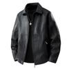 Men's Slim Fit Leather Jacket - Autumn/Winter Casual Lapel Coat with Plus Velvet and Thick Lining