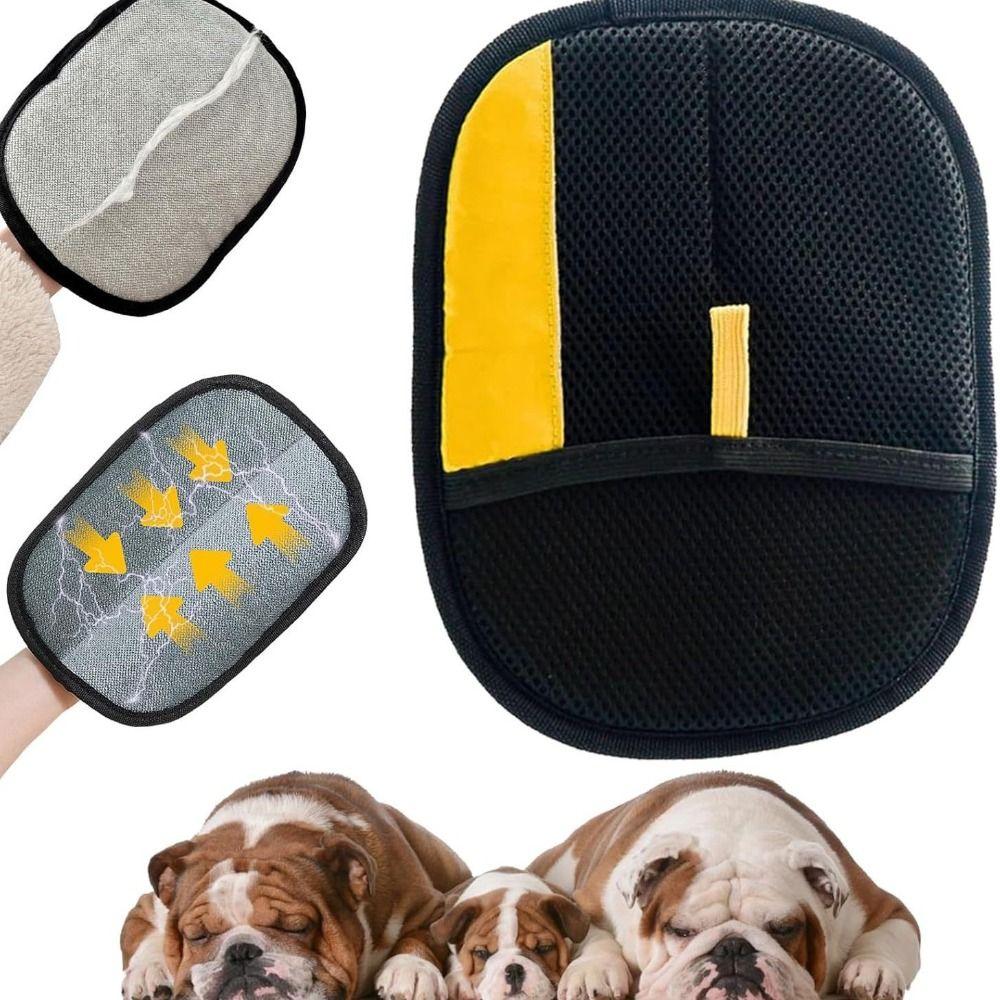 3PCS Double-sided Pet Grooming Gloves Multi-functional Thickened Pet Hair Remover Brush Black Soft Static Dedusting Brush Carpet