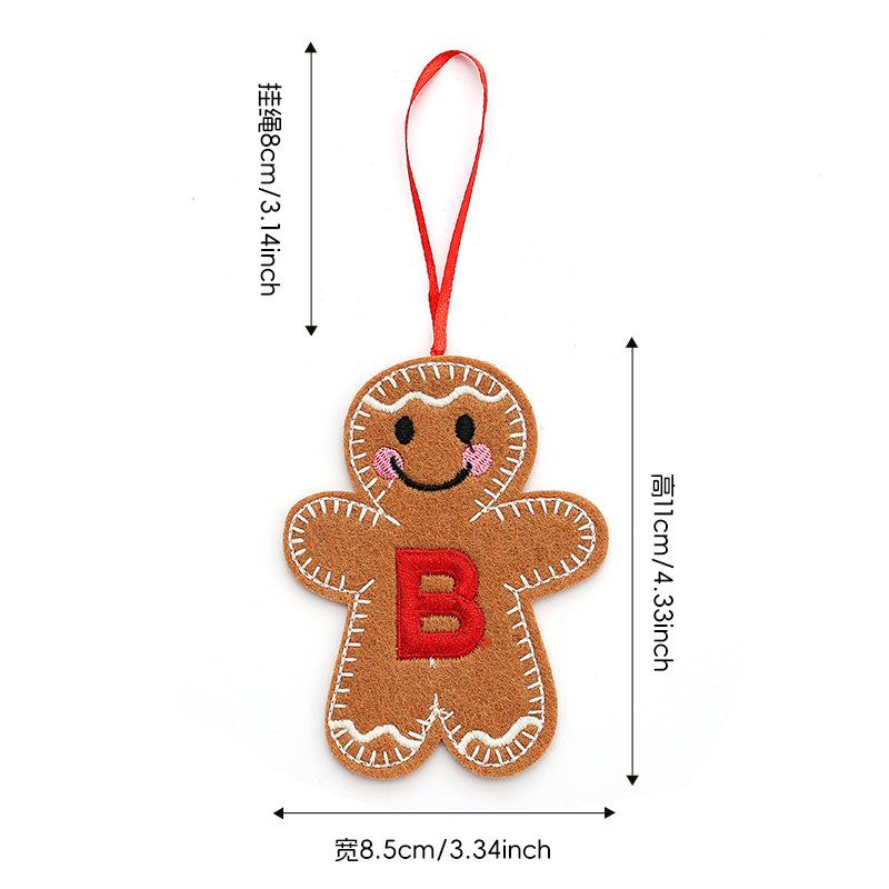 Gingerbread Man Ornaments for Christmas Tree Hanging Decor with Alphabet Letters Festive Holiday Home Decorations Gift