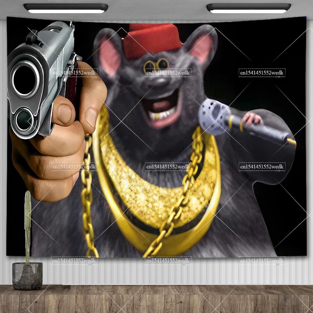 

Гобелен с мемом Biggie Cheese Каваи Аниме Крыса Гобелен Настенный Эстетический Декор Комнаты Баннер Украшение Дома Макраме Рождество 29x37in 74x94cm