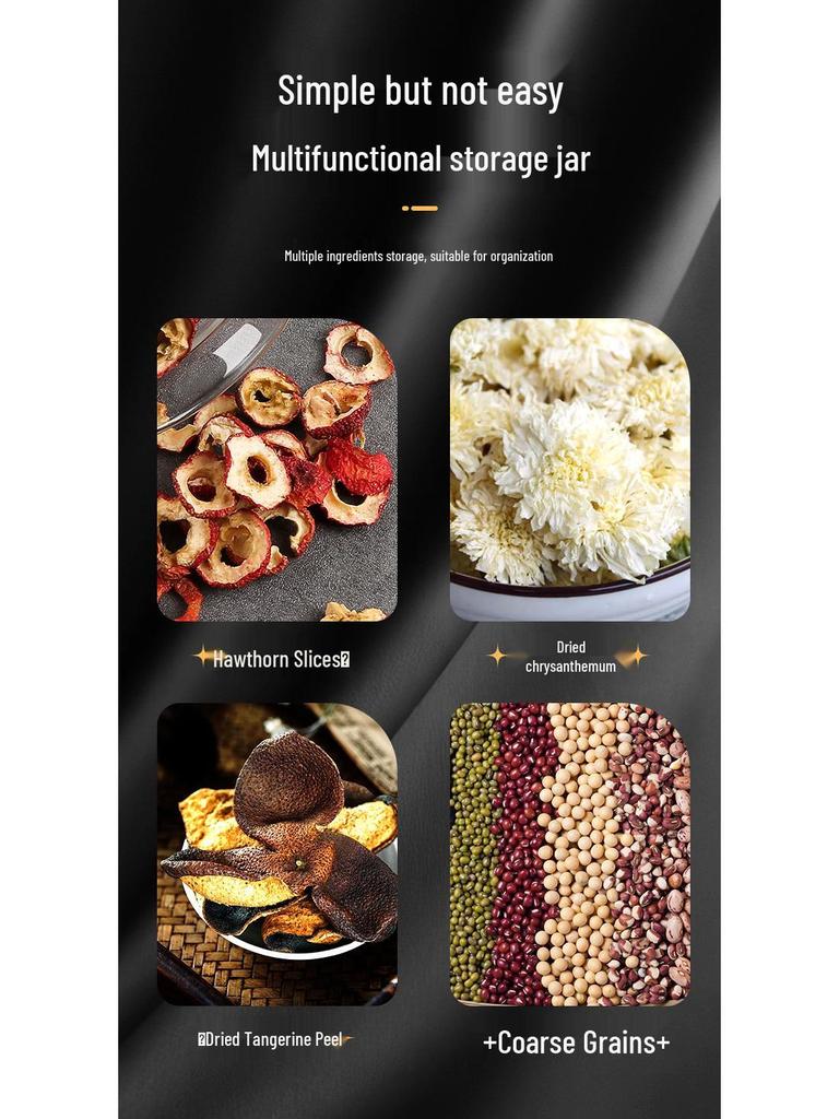 Large Glass Storage Jar with Acacia Wood Lid for Dried Tangerine Peel, Tea, Grains, and Pickling.