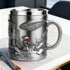 Book Mug 3D Hand-Painted Resin Coffee Mug with Stainless Steel Interior Microwave Dishwasher Safe Literary Cup Unique Gift for Book