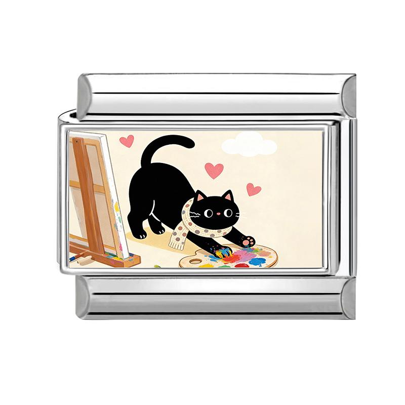 New Creative Design Funny Cats Sunflower Cake Moon Italian Charms Fit 9MM Stainless Steel Women Men Bracelet DIY Jewelry Gifts