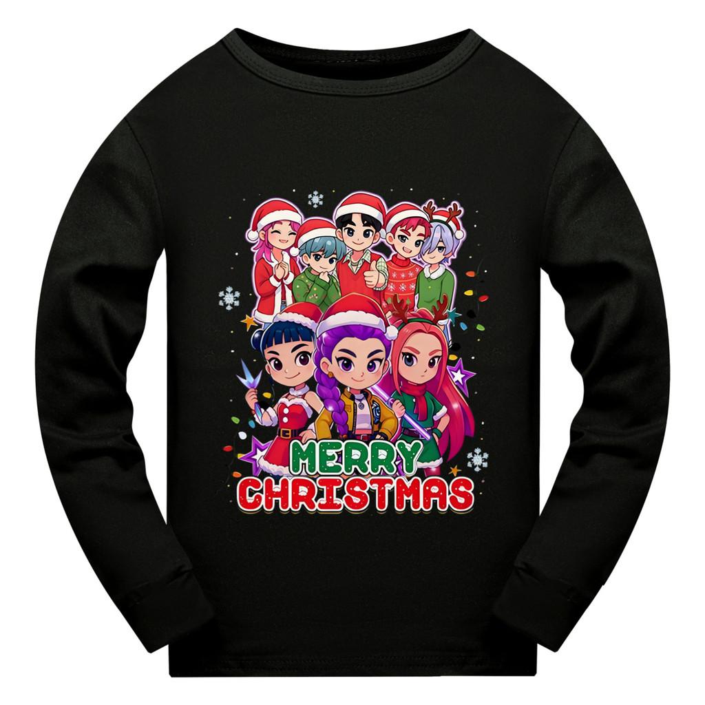 5099 Dětské Dívčí Vánoční Novoroční Rumi Zoey Mira Potisk Super Star Tričko s Dlouhým Rukávem