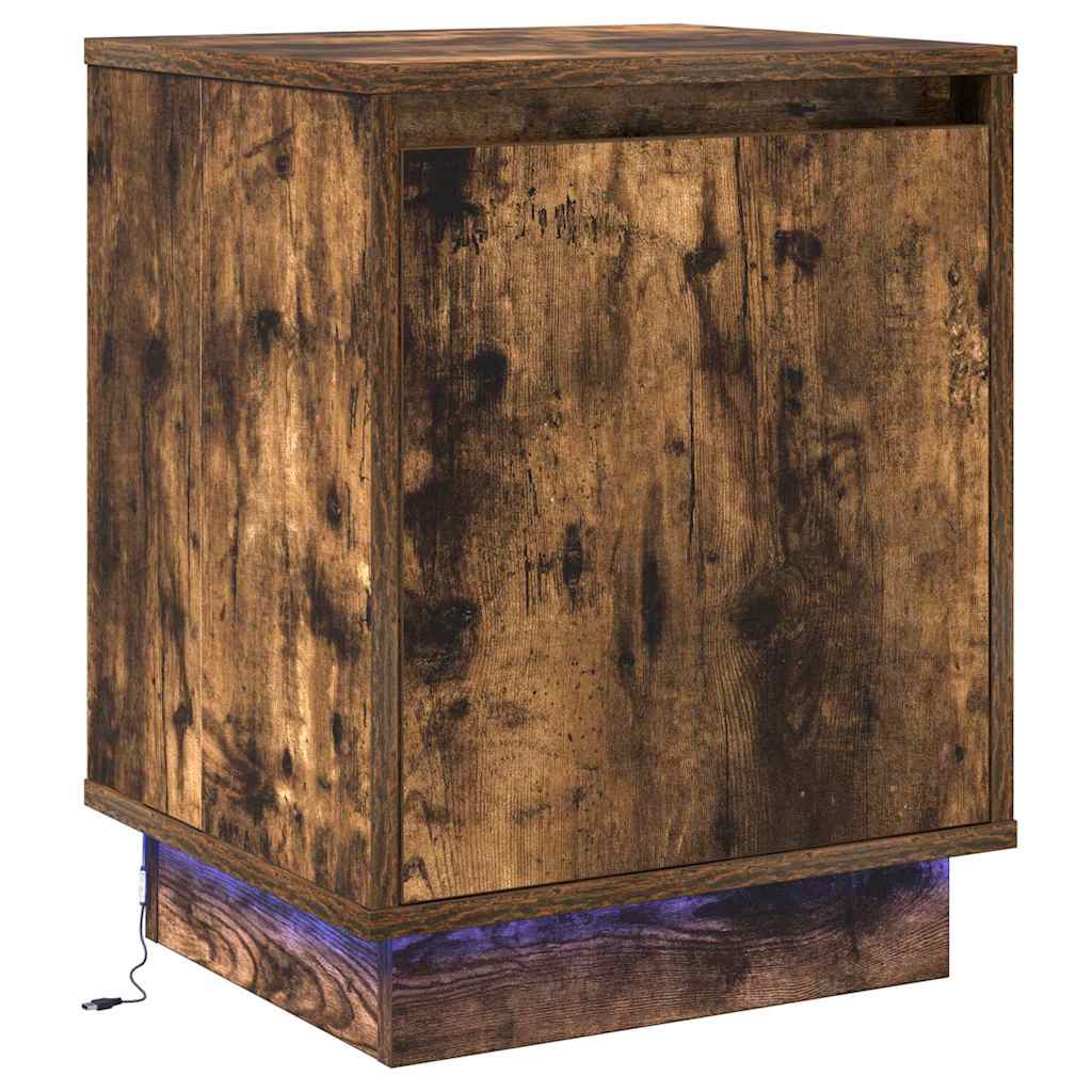 Nightstand with 2 pcs Smoked Oak 39 x 34.5 x 50 cm