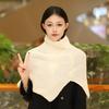 High Neck Shawl Women Winter Open Front Wrap Scarf Warm Set Knitting Neck Warmer for Neck Protection Cold Weather Korean Style
