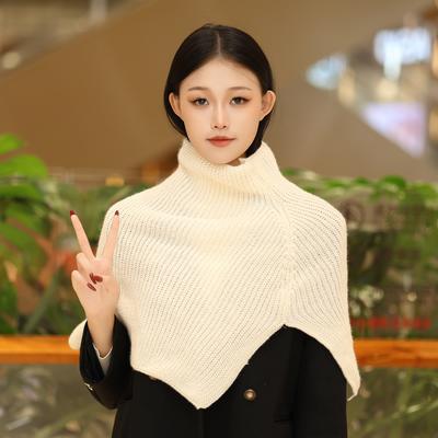 High Neck Shawl Women Winter Open Front Wrap Scarf Warm Set Knitting Neck Warmer for Neck Protection Cold Weather Korean Style