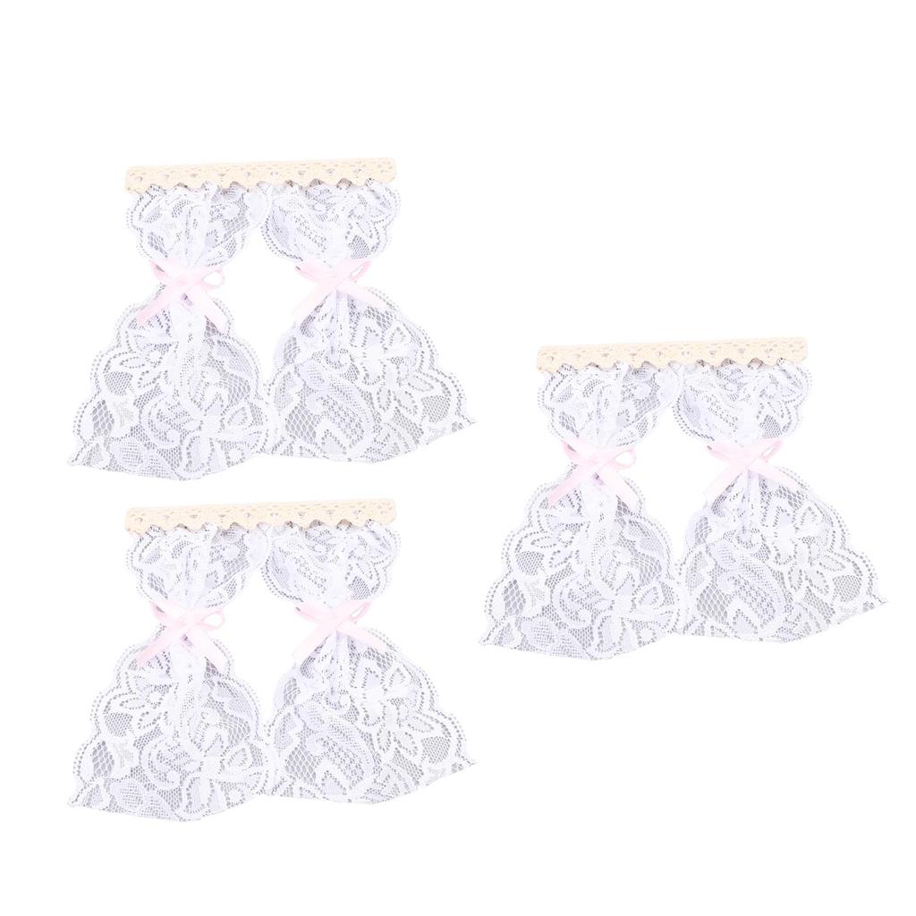 3 Pcs Dollhouse Lace Curtain Vintage Exquisite Elegant Miniature Lace Curtain for 1 12 Dollhouses Decoration Photography