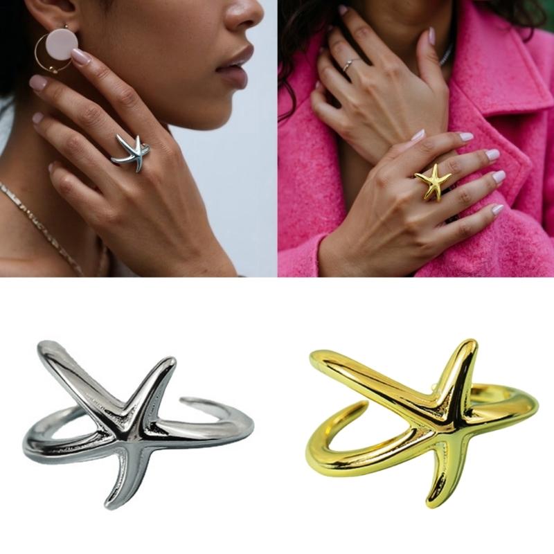 Comfortable Wear Starfish Rings With Adjustable Designs Portable for Ocean Lovers Stylish Outfits Daily Use Casual Wear