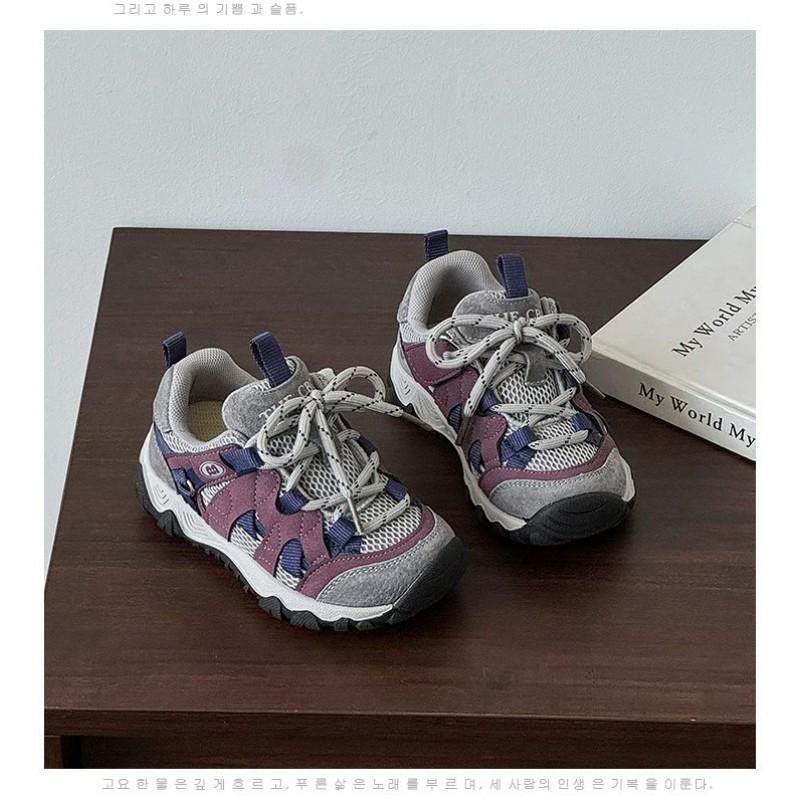 Youth Style Shoes Kids Outdoor Hiking Shoes Non-Slip Running Sneakers Breathable Mesh Upper Rubber Sole Boys Girls