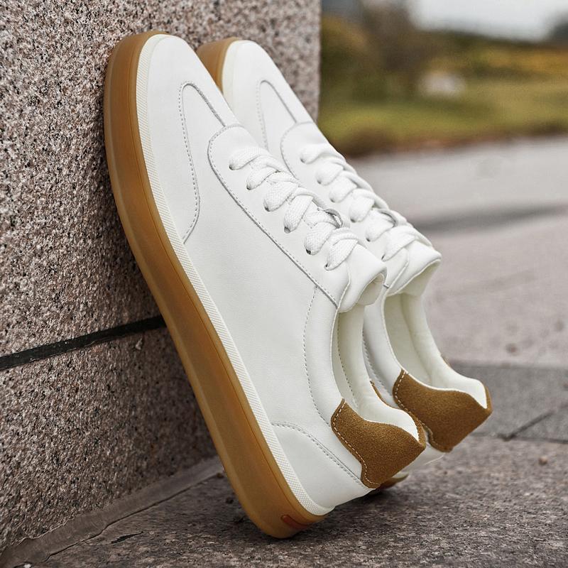 Fashion Genuine Leather Black White Shoes Men Casual Shoes Cool Street Young Sneakers Versatile Male Skateboard Footwear Tenis Masculino