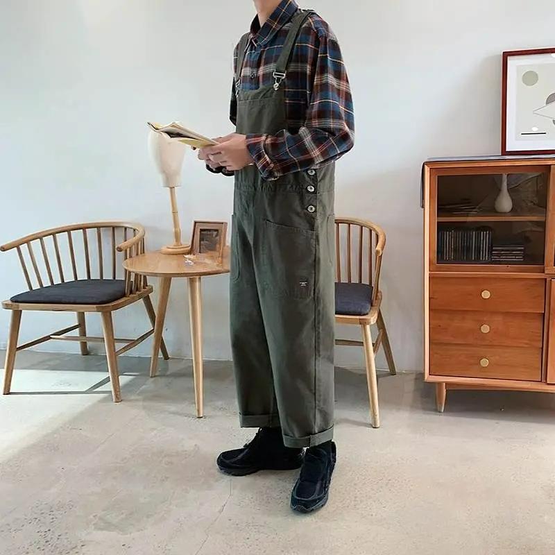 Overalls Men's Ins Super Casual Long Pants Trend Tooling Jumpsuit Autumn and Winter Loose Suspenders