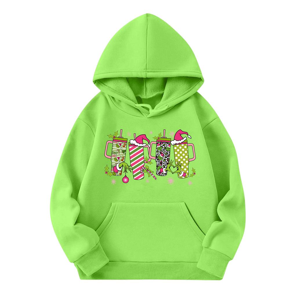 Child Fashion Lightweight Long Sleeve Pullover With Pockets Print Hoodie
