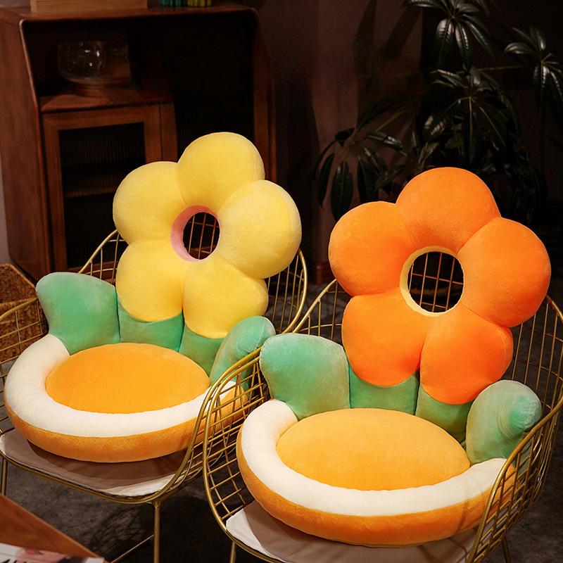 Cute Sunflower Cushion Cartoon Beautiful and Comfortable Semi Closed Backrest Lumbar Support Student Home Office Room Tatami Mat