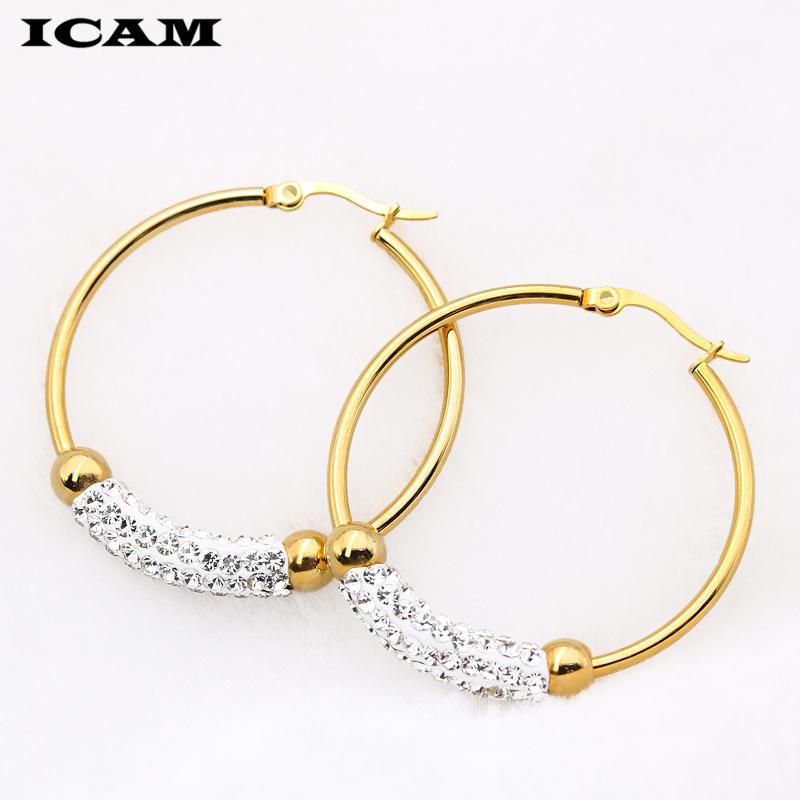 Classic Design Gold Color AAA CZ Wedding Hoop Earrings for Women Fashion Jewelry Design Gift Accessories 40mm золотой