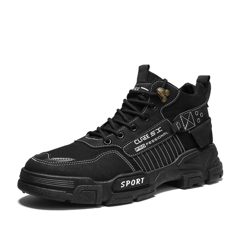 Spring Autumn Men's Fashion Boots Outdoor Lightweight Round Toe Comfortable Trendy All-match Wear-Resistant Platform Boots