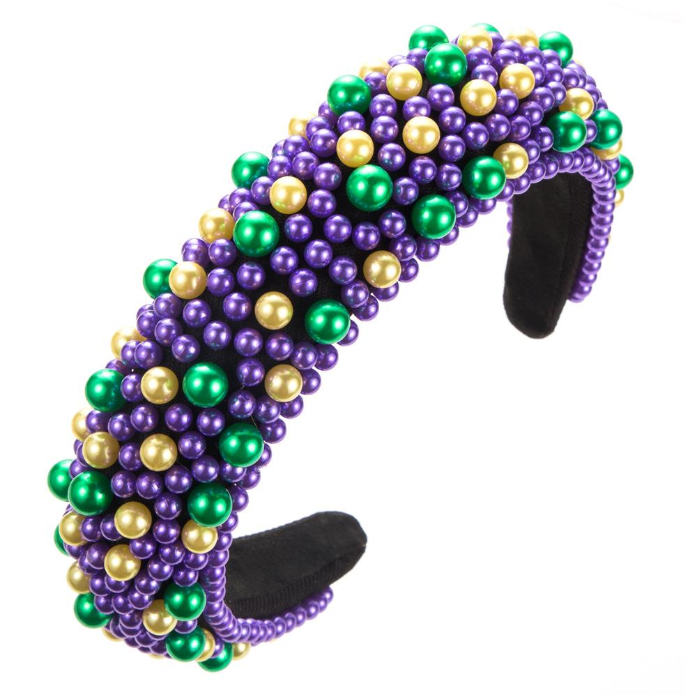 Hairband Sponge Hair Accessory for Women, Handmade with Sequins, in Multiple Colors, Wide-edge Headband