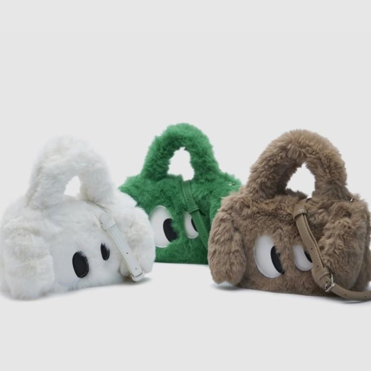 Winter Flauschige Tasche Damen Große Augen Kleine Augen Plüsch Welpe Handtasche Nische Schulter Umhängetasche Trend