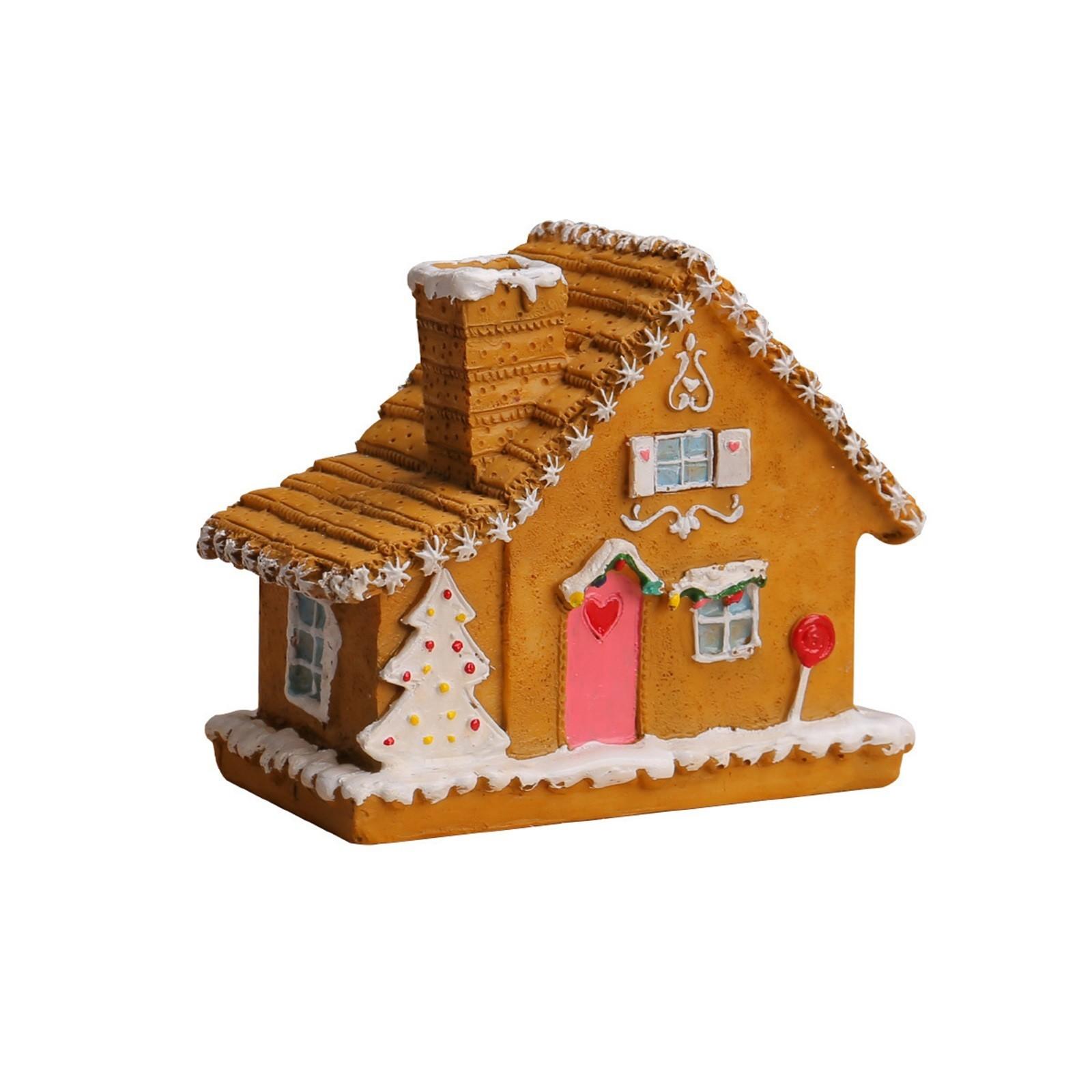 

Christmas Resin Small House Micro LED Luminous House Christmas House Desktop Decoration Christmas Decoration One Size