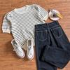 Shop Women S Round Neck STriped ShorT Sleeve KniT T ShirT Ivory Dgb Wkn 3613