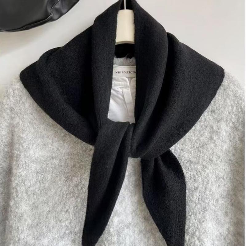 Korean Style Wool Knitted Triangular Scarf Women Headscarf Knitted Scarf Multi-Functional Warm Knitted Scarf