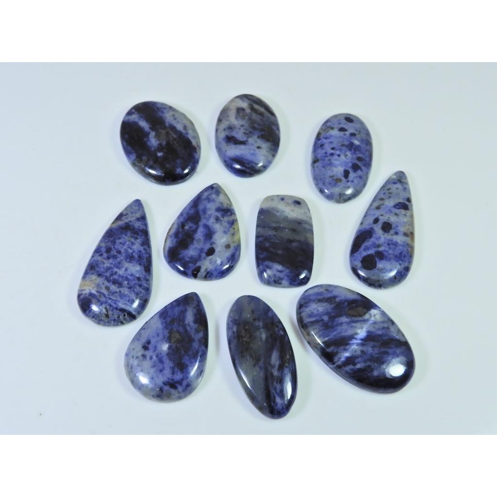 292Cts. Natural Blue Sodalite Mix Cabochon Loose Gemstone 10Pcs Lot 28-39 MM C-1508