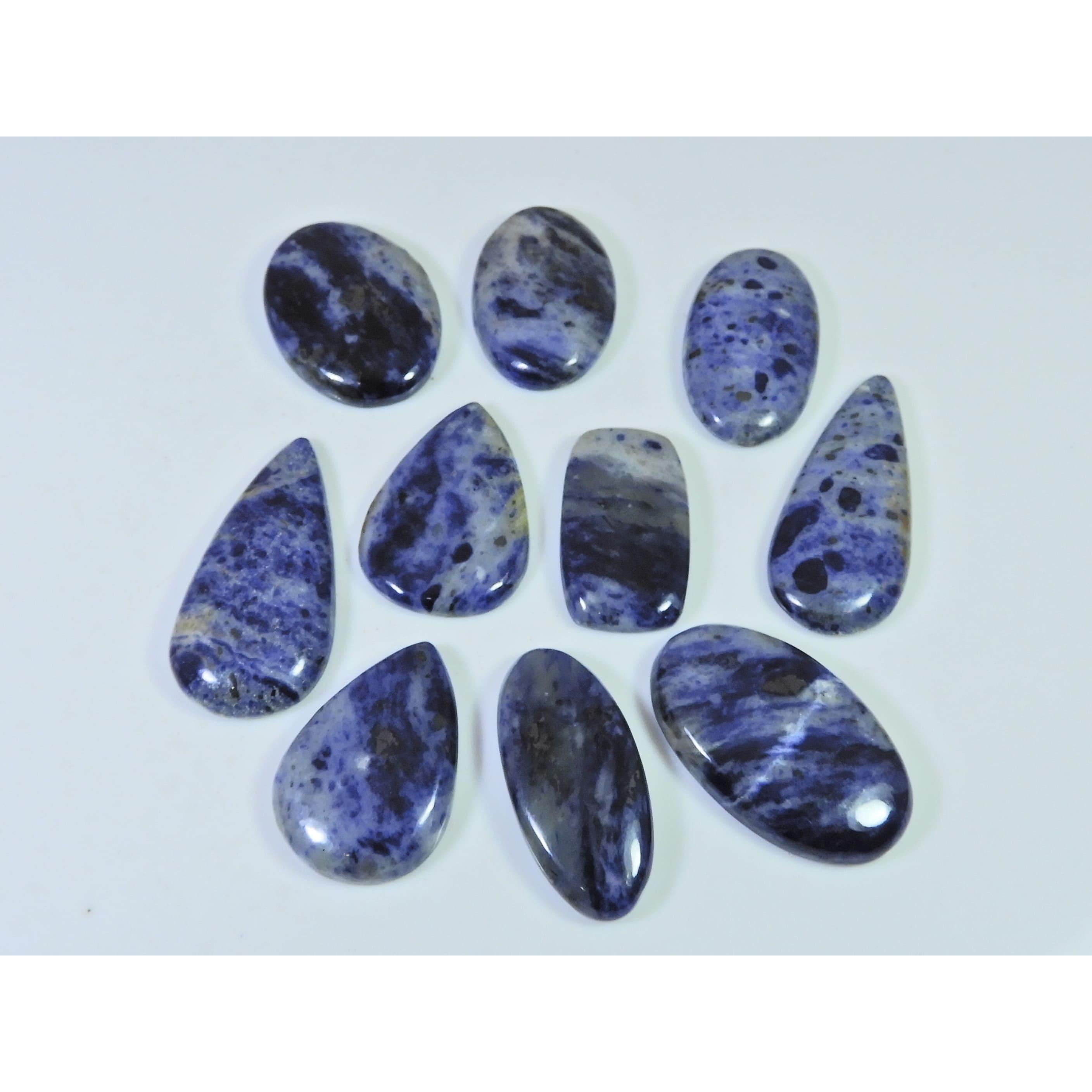 

292Cts. Natural Blue Sodalite Mix Cabochon Loose Gemstone 10Pcs Lot 28-39 MM C-1508