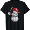 Baseball Snowman Balls Snow Christmas Xmas Men Women Player T-Shirt