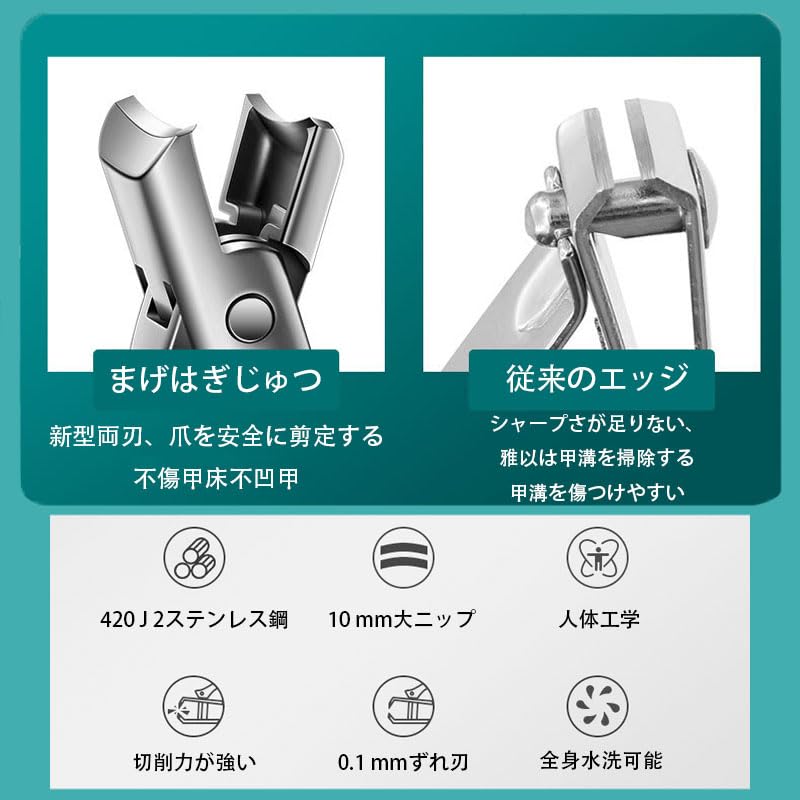 FamGift Nagel Rostfritt Stort Klipp Kommer med Förvaringsbrytare Hög Nagel Vassa För och Hela För Händer och Nagelklippare Klippare, Stål, Öppning,