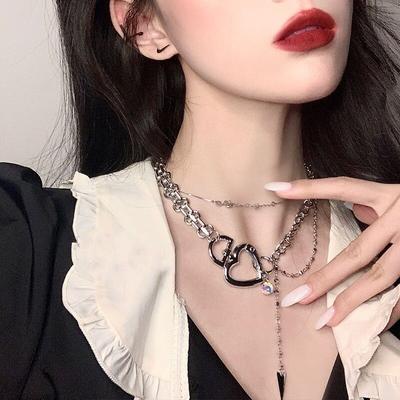 Harajuku Style Love Lock Design Pendant Necklace Hip Hop Accessories Female Trendy Hip Hop Jewelry Chains