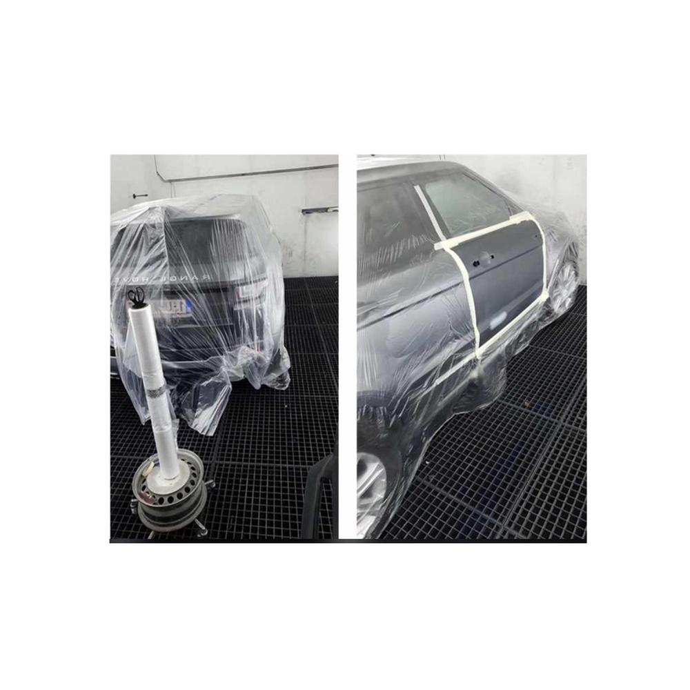 

Plastic Masking Film for Automotive Paint – 4m x 300m Roll 8cron HDPE – Static Cling Tear-Resistant Sheeting for Car Paint Protection Overspray Captu