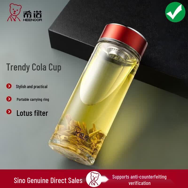 Heenoor Portable Large Capacity Glass Water Bottle