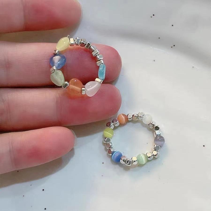 Gebrochenes Silber~ Opal Elastischer Seilring Damen Nische Premium Gefühl Vielseitig Einfach Liebesring Trend