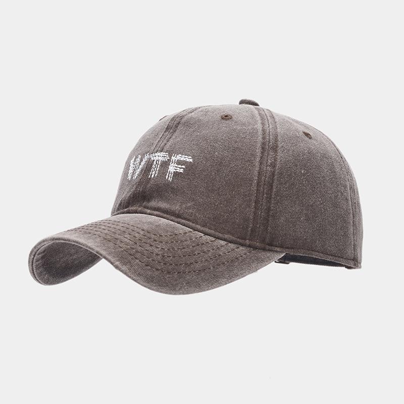 Hot Sale WTF Embroidered Baseball Cap Men's Washed Old Personality Cap Women's Trend Show Face Small Hat