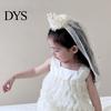 Imitation Pearl Headband Girl Crown with Sequins Pearls Princess-Style Baby Mesh Veil Toddler Princess Headpiece Photo Accessory