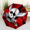1 Stück One Piece Piratenflagge Totenkopf Automatisches Öffnen/Schließen Faltbarer Tragbarer Regenschirm mit 8-Rippen-Struktur für Damen/Herren, Ganzjahresgebrauch a0901101
