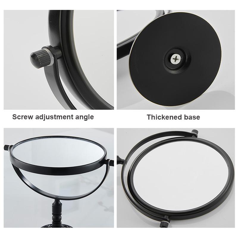 Miroir de Maquillage de Salle de Bain à Double Face Grossissement 1X/3X Cadre en Aluminium Miroir de Beauté de Table (Noir/Argent/Or)