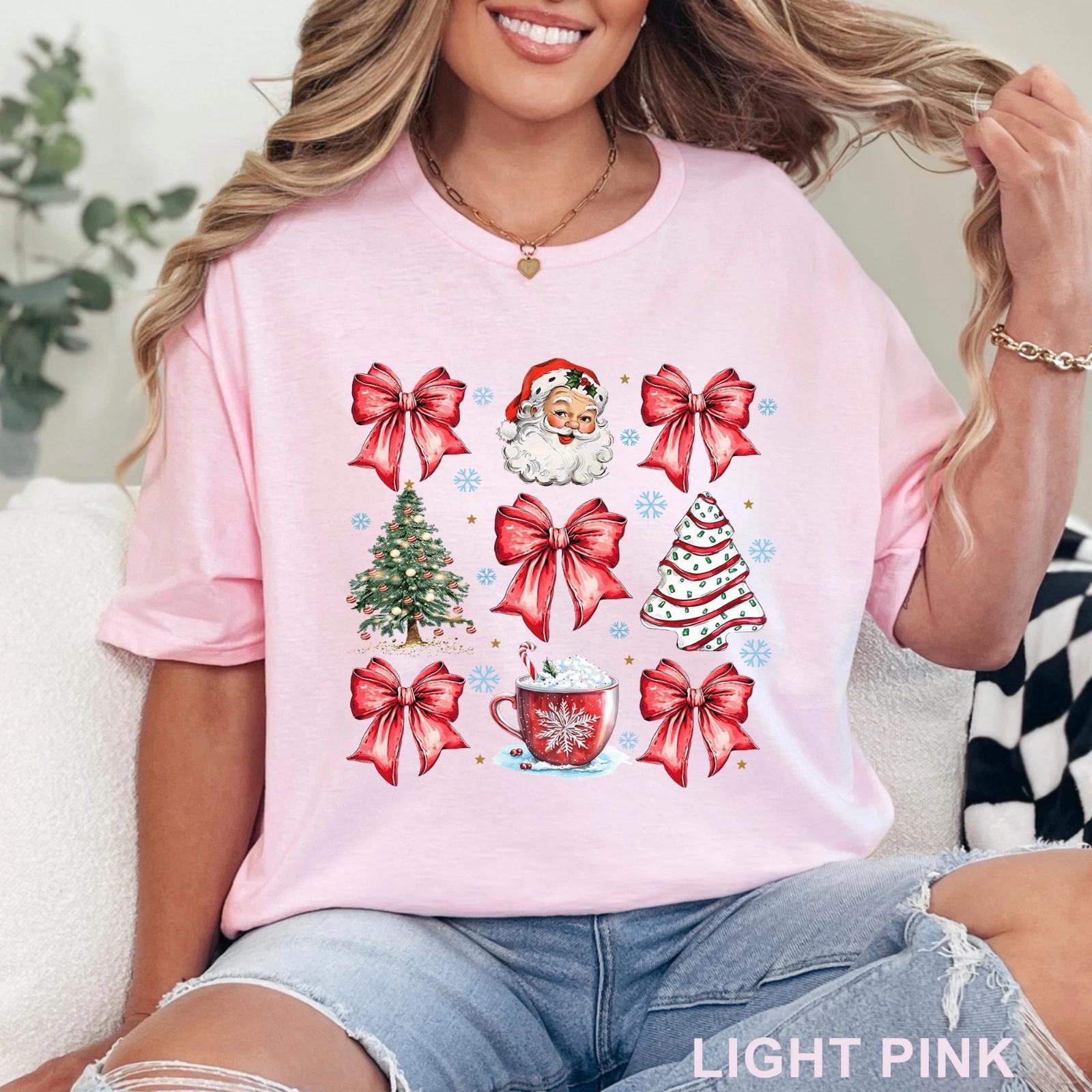 Red Coquette Christmas Shirt, Cute Xmas Bow Shirt, Women s Holiday Shirt, 203734 2XL