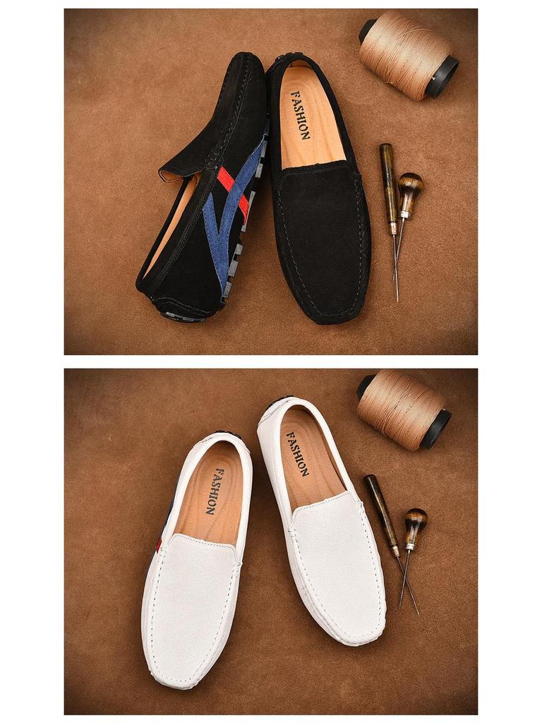 Übergröße 48 Herren Freizeit-Echtleder-Slipper und Mokassins