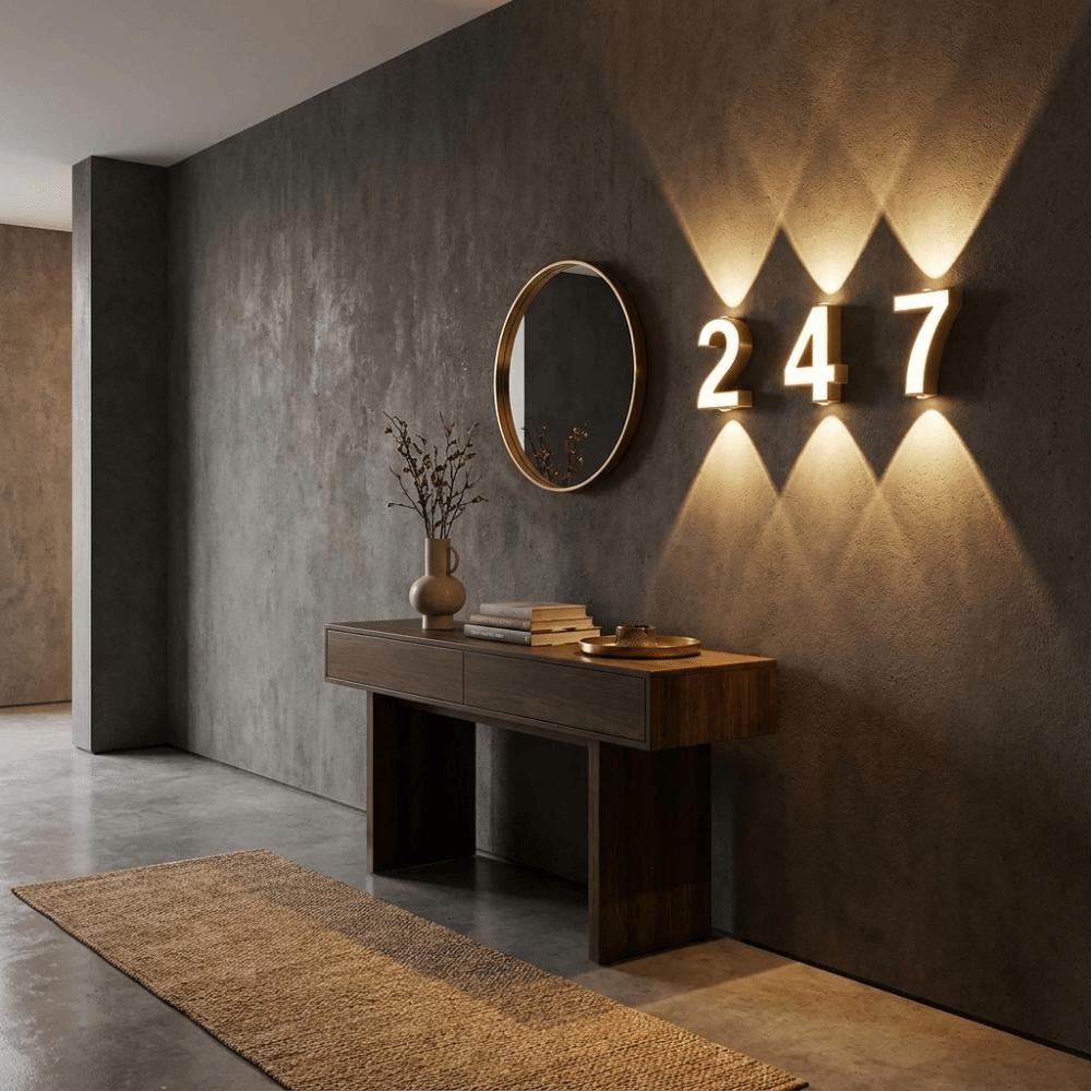 Minimalist Styling Nordic Modern LED Wall Light Simple Geometric Structure Waterproof House Number Plaque Lamp