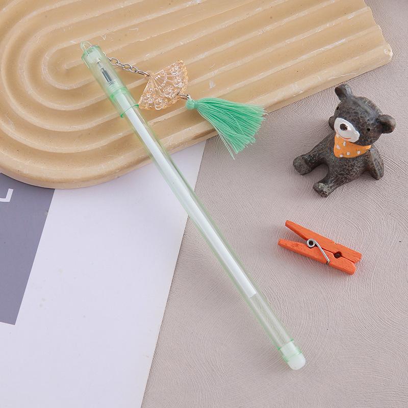 

1 шт. Канцелярские принадлежности, милый веер, кисточка, подвеска, гелевая ручка, школьные канцелярские принадлежности, креативная милая ручка
